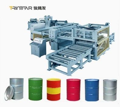 200-Liter-Produktionslinie für automatisches Schweißen von Stahltrommeln.Diese Produktionslinie ist außerdem mit einem automatischen Stapleroboter ausgestattet, der einen automatisierten Betrieb ermöglicht..